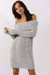 Grey Bardot Heavy Knit Jumper Dress - Suzy-Jumper
