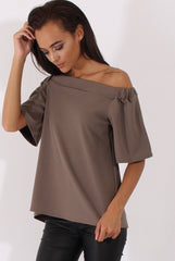 Grey Bardot Split Back Top - Aurora-Tops