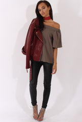 Grey Bardot Split Back Top - Aurora-Tops