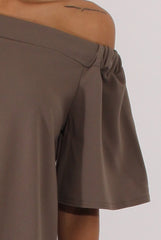 Grey Bardot Split Back Top - Aurora-Tops