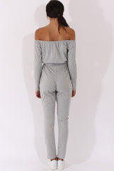Grey Bardot Split Knee Jumpsuit - Coran-Jumpsuits