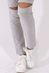 Grey Bardot Split Knee Jumpsuit - Coran-Jumpsuits