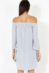 Grey Bardot Split Sleeve Dress - Sharpay-Dresses