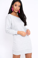 Grey Bardot Sweater Dress - Ariel-Dresses