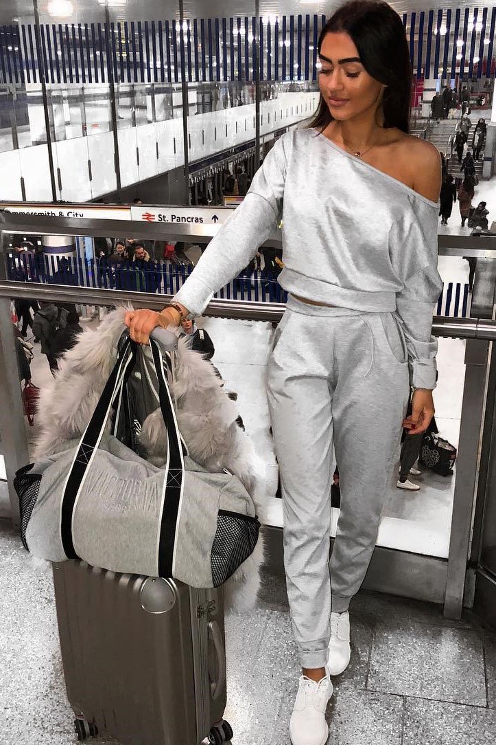 Grey Bardot Sweatshirt and Joggers Loungewear Set - Marnie-Loungewear