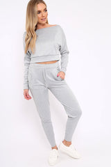 Grey Bardot Sweatshirt and Joggers Loungewear Set - Marnie-Loungewear