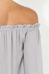 Grey Bardot Three Quarter Bell Sleeve Crop- Chantelle-Dresses