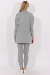 Grey Batwing High Neck Cut Out Tracksuit - Hetty-Tracksuits