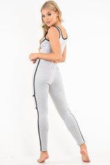 Grey Black Crop Top Leggings Activewear Co-Ord - Kaelin-Co-ords