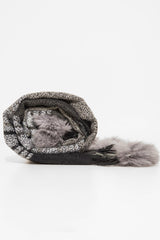Grey Black Tartan Pom-Pom Scarf - Aayat-Accessories
