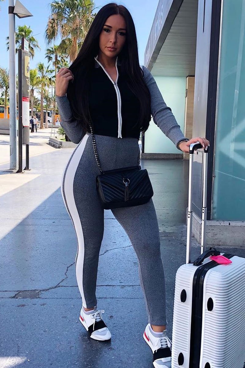 Grey Black and White Colour Block Tracksuit - Kily-Co-ords