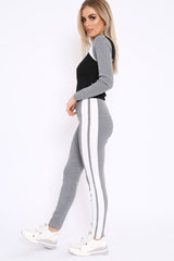 Grey Black and White Colour Block Tracksuit - Kily-Co-ords