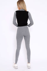 Grey Black and White Colour Block Tracksuit - Kily-Co-ords