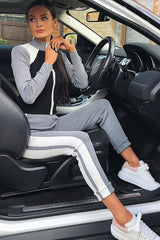 Grey Black and White Colour Block Tracksuit - Kily-Co-ords