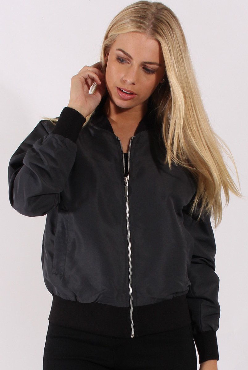 Grey Bomber Jacket - Maisie-Jackets
