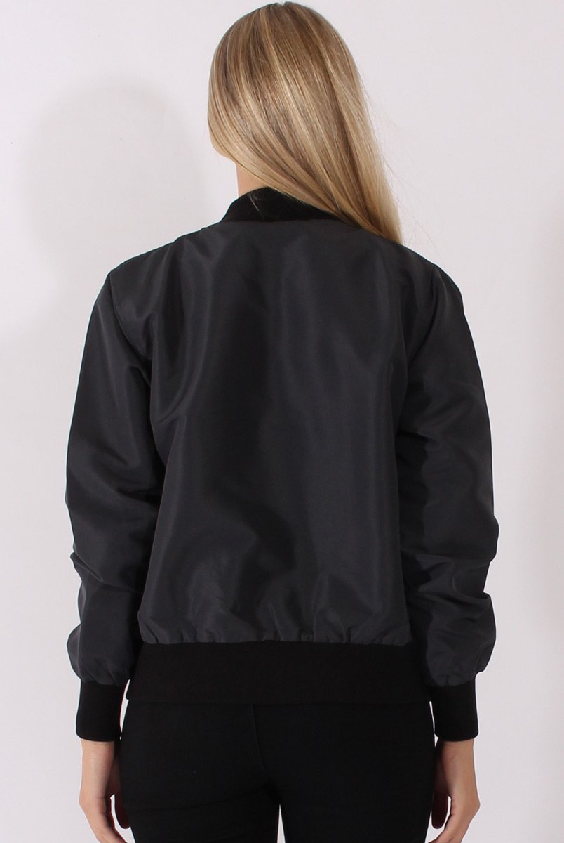 Grey Bomber Jacket - Maisie-Jackets