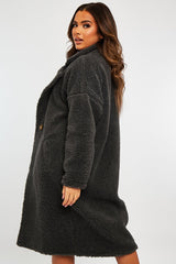 Grey Borg Teddy Midi Coat - Leata-Coats