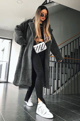 Grey Borg Teddy Midi Coat - Leata-Coats