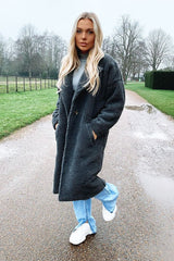 Grey Borg Teddy Midi Coat - Leata-Coats