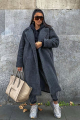 Grey Borg Teddy Midi Coat - Leata-Coats