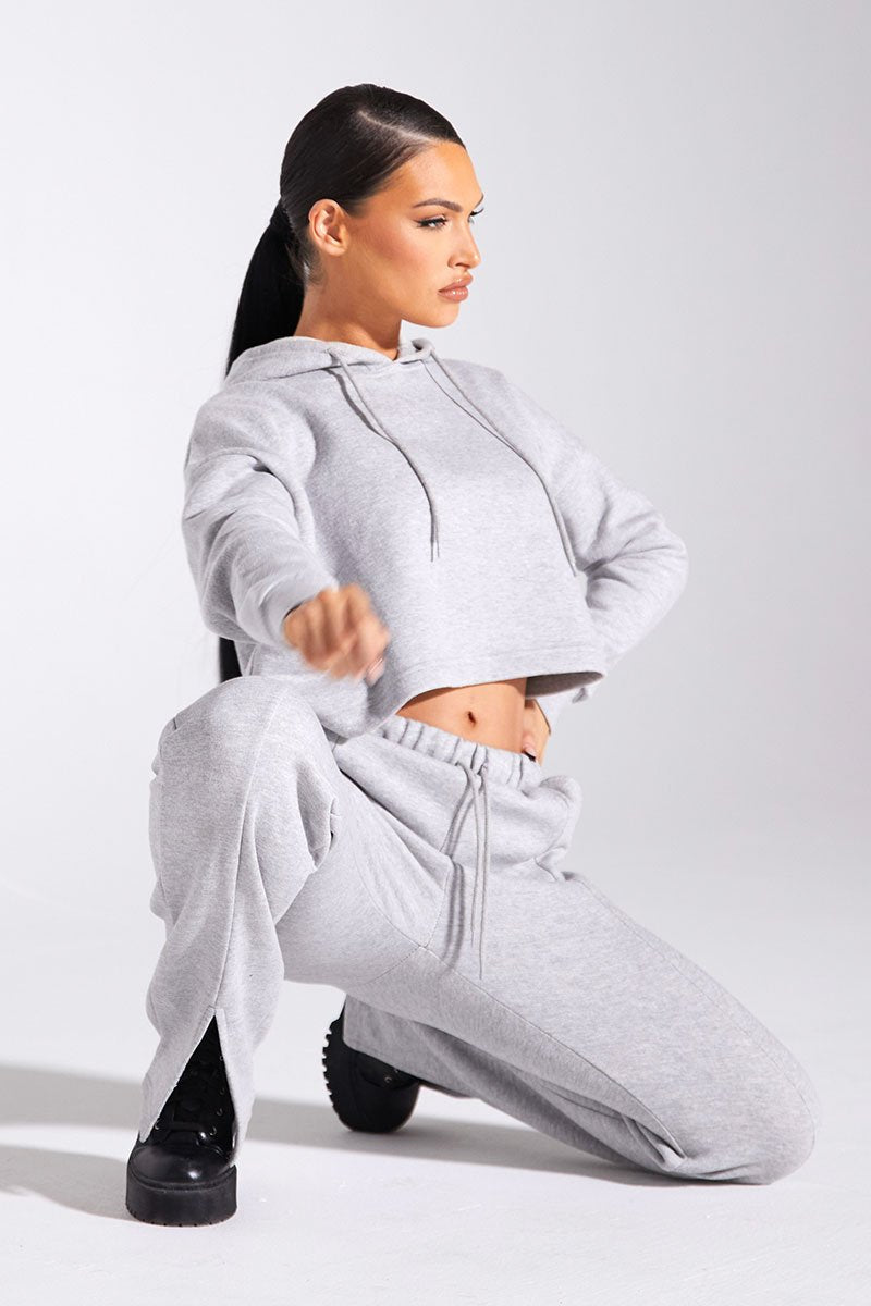 Grey Box Fit Cropped Hoodie - Neala-Hoodies