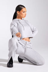 Grey Box Fit Cropped Hoodie - Neala-Hoodies