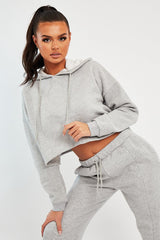 Grey Box Fit Cropped Hoodie - Neala-Hoodies