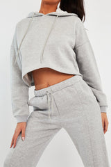 Grey Box Fit Cropped Hoodie - Neala-Hoodies