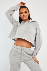 Grey Box Fit Cropped Hoodie - Neala-Hoodies