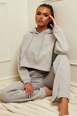 Grey Box Fit Cropped Hoodie - Neala-Hoodies