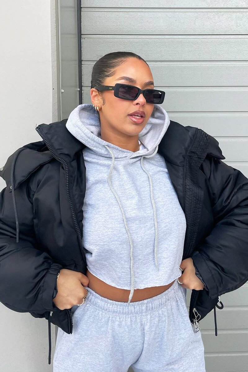 Grey Box Fit Cropped Hoodie - Neala-Hoodies