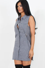 Grey Button Up Shirt Dress-Shana-Dresses