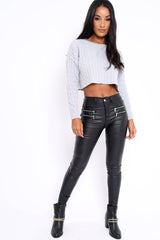 Grey Cable Knit Cropped Jumper - Georgie-Jumper