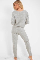 Grey Cable Knit Jumper Jogger Co-Ord - Gabbi-Co-ords