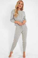 Grey Cable Knit Jumper Jogger Co-Ord - Gabbi-Co-ords