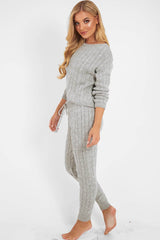 Grey Cable Knit Jumper Jogger Co-Ord - Gabbi-Co-ords