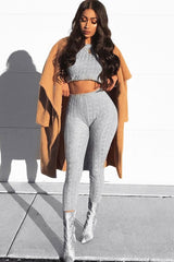 Grey Cable Knit Loungewear Co-ord - Anha-Knitwear