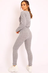 Grey Cable Knit Loungewear Co-ord - Anha-Knitwear