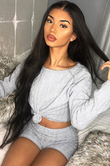 Grey Cable Knit Loungewear Set - Karlie-Loungewear