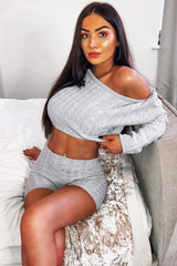 Grey Cable Knit Loungewear Set - Karlie-Loungewear