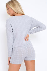 Grey Cable Knit Loungewear Set - Karlie-Loungewear