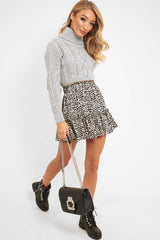 Grey Cable Knit Roll Neck Jumper - Maelie-Jumper