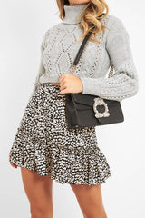 Grey Cable Knit Roll Neck Jumper - Maelie-Jumper