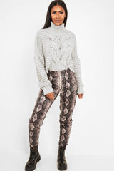 Grey Cable Knit Sleeve Detail Jumper - Miyonna-Jumper