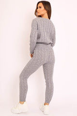 Grey Cable Knit Sweater and Leggings Loungewear Co-ord - Ionia-Co-ords