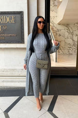 Grey Cable Knit Sweater and Leggings Loungewear Co-ord - Ionia-Co-ords