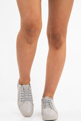 Grey Cage Detail Trainers With Ribbon Laces - Tina-Trainers