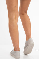 Grey Cage Detail Trainers With Ribbon Laces - Tina-Trainers