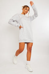 Grey California Slogan Sweater Mini Dress - Immi-Dresses