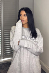 Grey California Slogan Sweater Mini Dress - Immi-Dresses